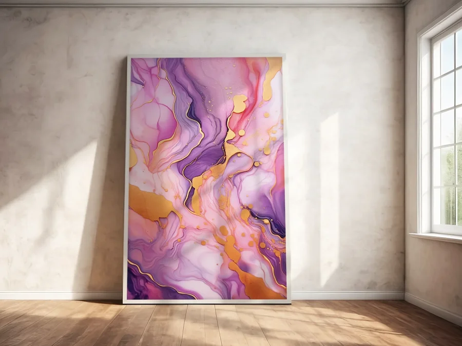 🎨 Абстрактная картина в розово-золотых тонах