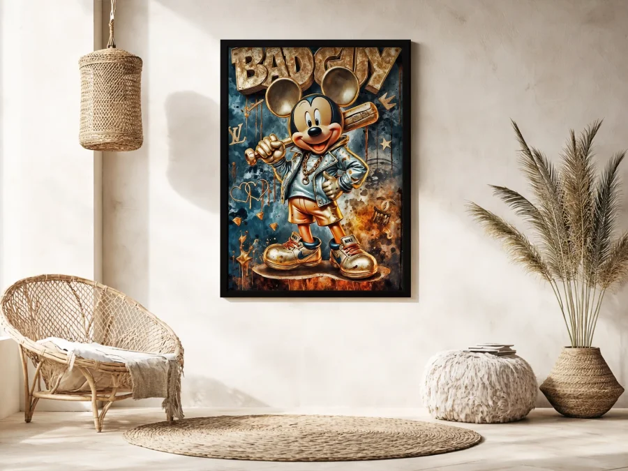 🔥 Картина мышонок с битой и надписью BAD BOY