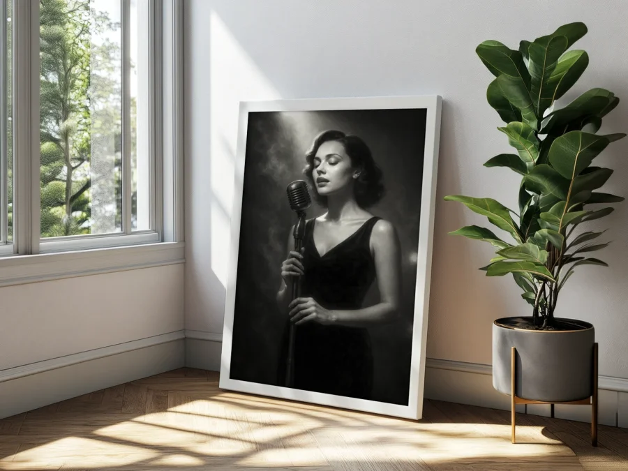 🎤 Картина певица в винтажном стиле