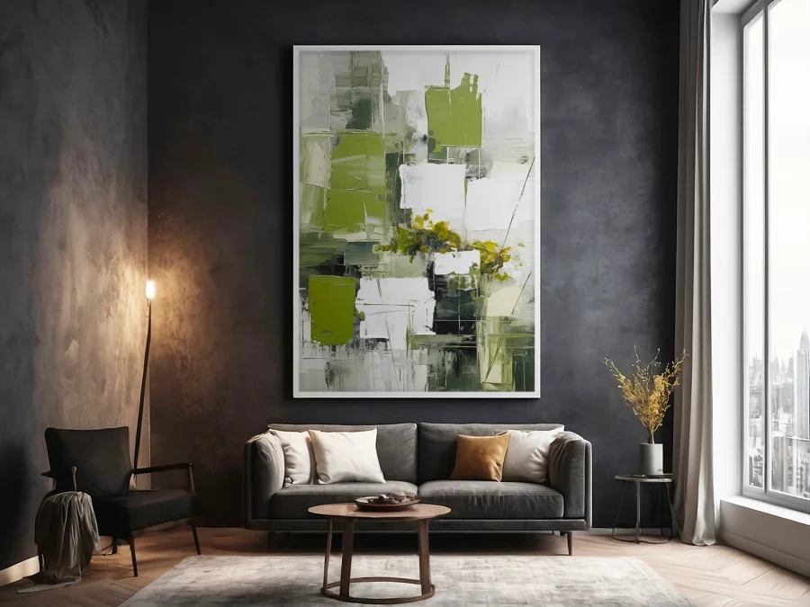 🎨 Картина абстракция зелёные формы и текстуры