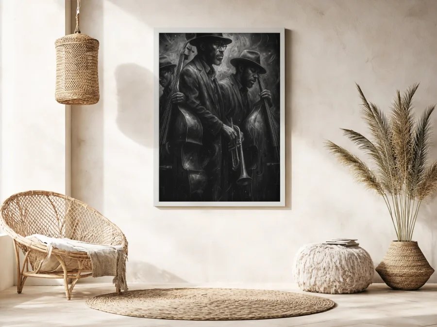 🎺 Картина Джазовый квартет в чёрно-белом стиле