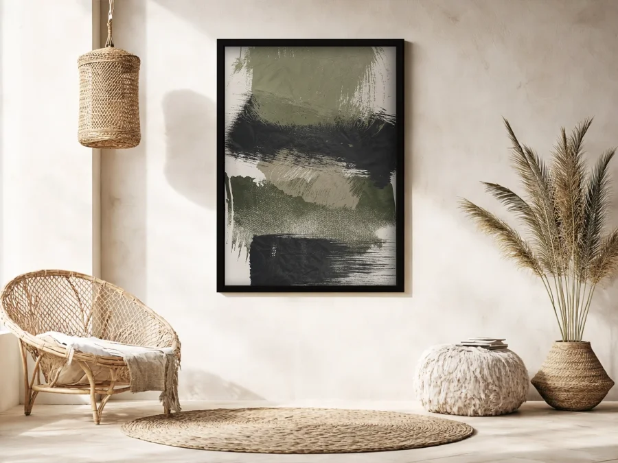 🎨 Картина абстракция в оливковых тонах на холсте