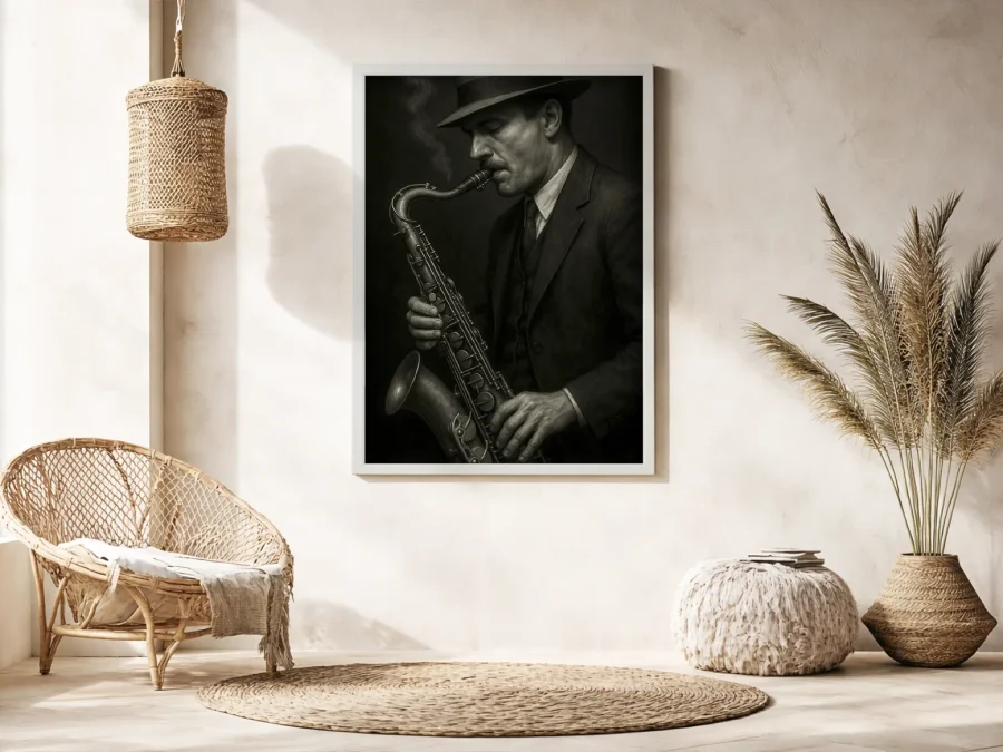 🎷 Картина саксофонист в винтажном стиле