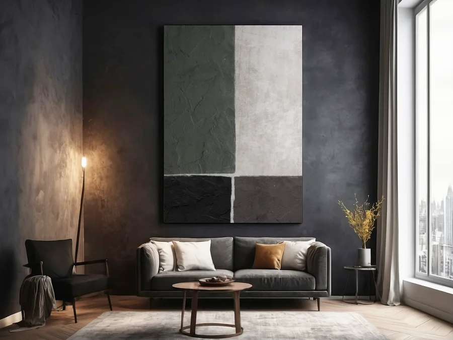 🎨 Tablou Abstracție Geometrică Blocuri pe pânză