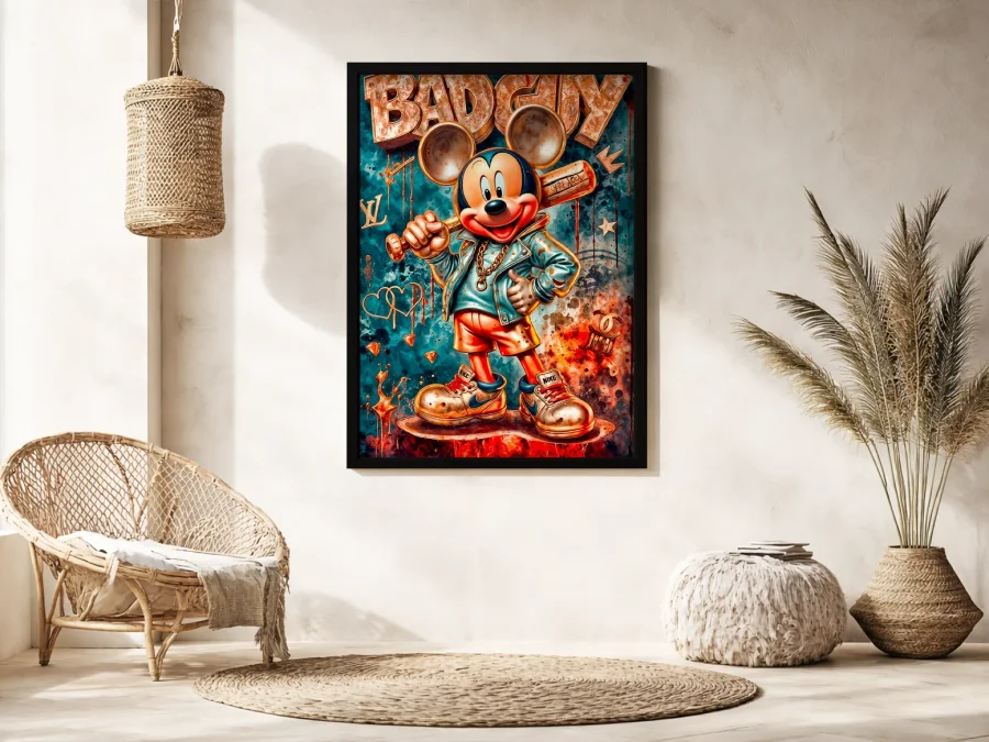 🔥 Tablou șoricel BAD BOY cu bâtă stil graffiti