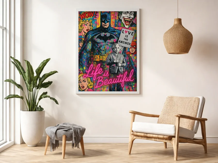 🎨 Картина Бэтмен и поп-арт коллаж с надписями