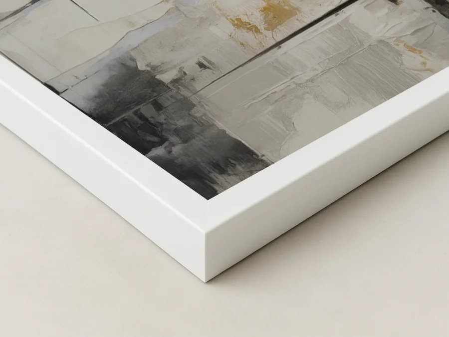 🎨 Tablou abstract accente gri și galben pe panza