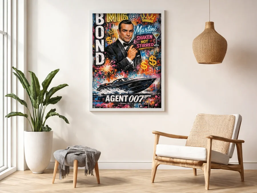 🔫 Картина Бонд MI6 с катером и яркими эффектами