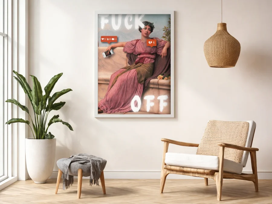 📵 Tablou pe pânză portret cu text FUCK OFF
