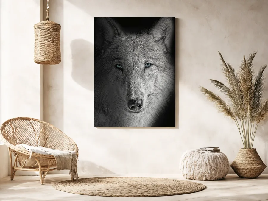 🐺 Картина Портрет Волка с голубыми глазами на холсте