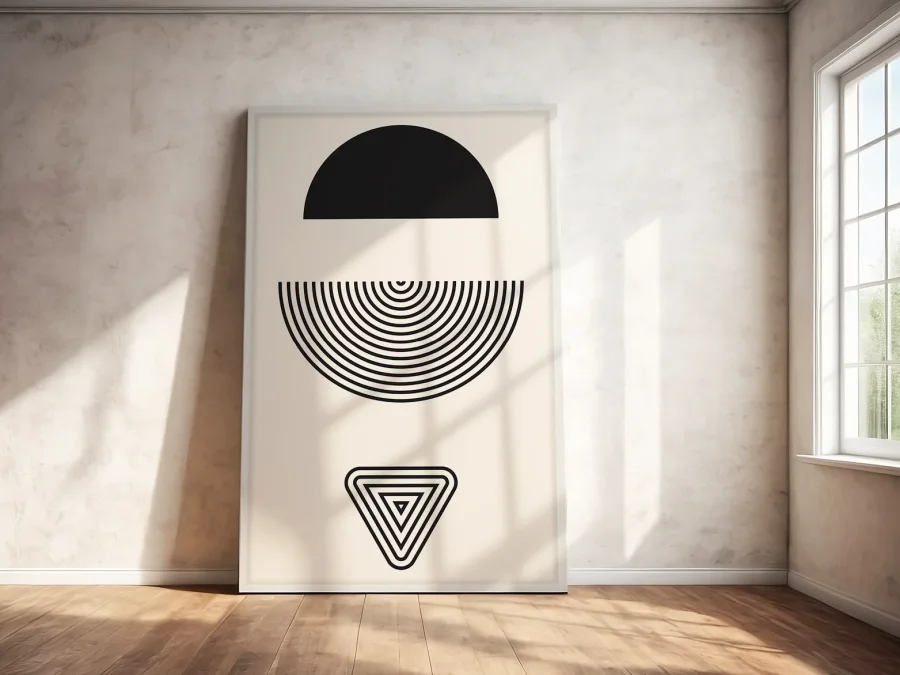 ⚫ Картина в раме геометрия круги и линии минимализм