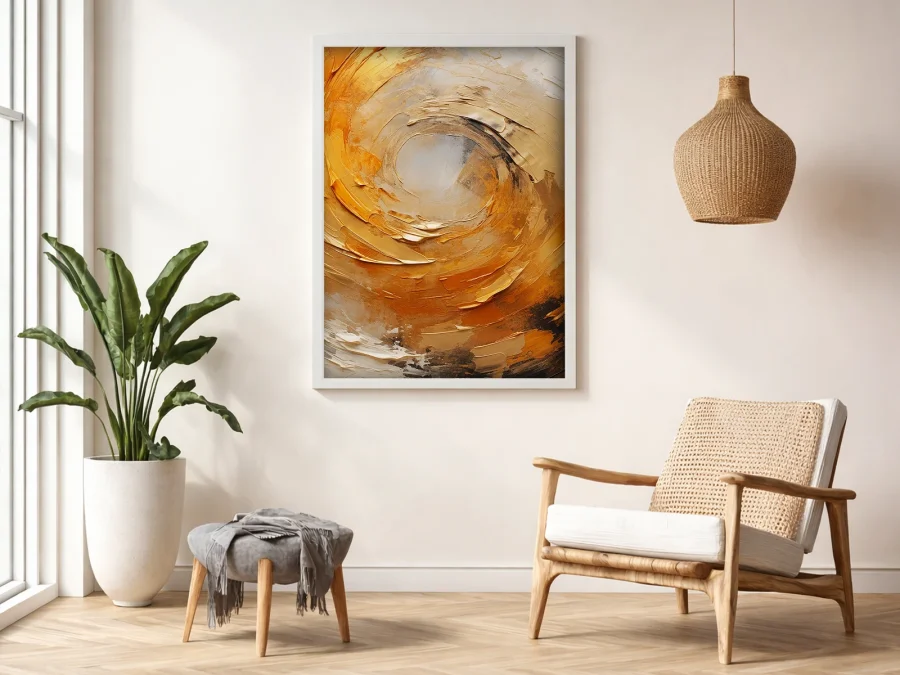 🎨 Картина абстракция вихрь в тёплых тонах на холсте