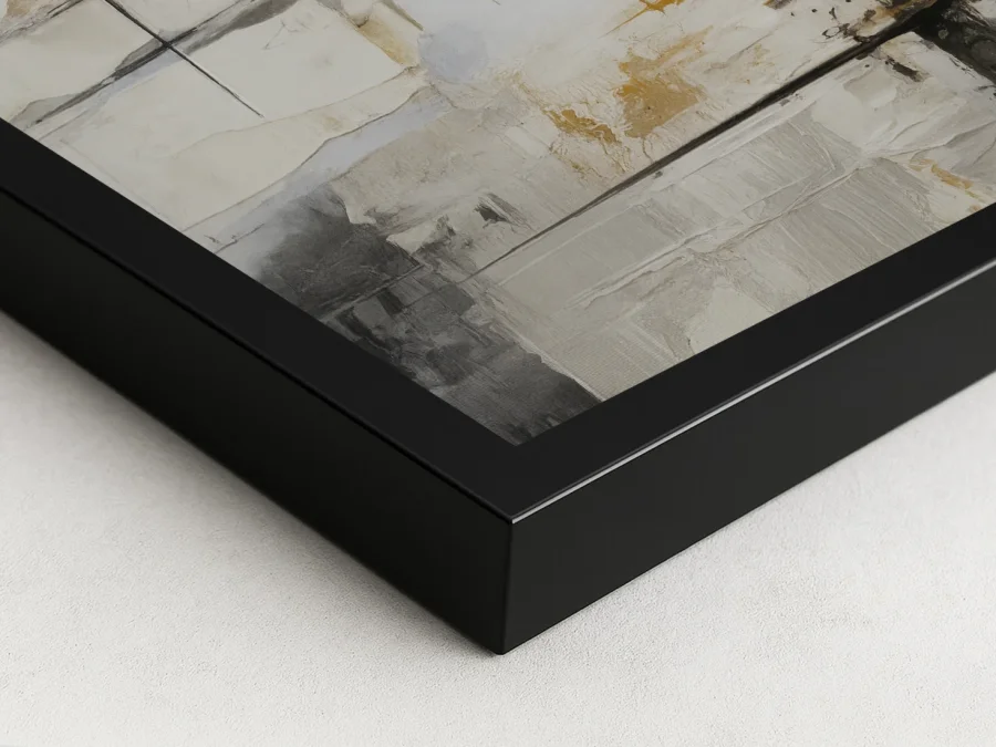 🎨 Tablou abstract accente gri și galben pe panza