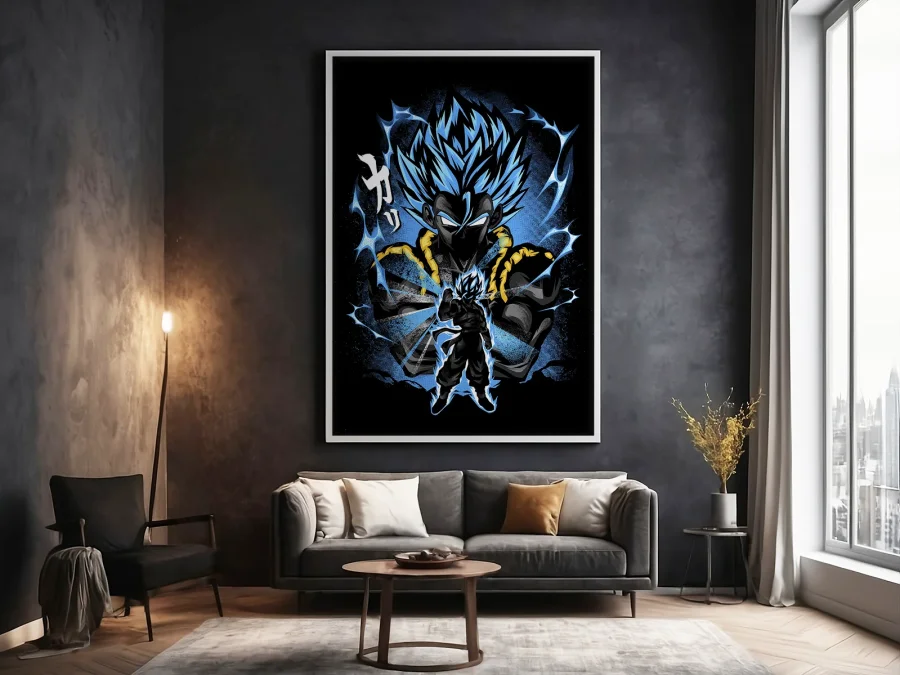 ⚡ Tablou în ramă erou anime cu energie albastră