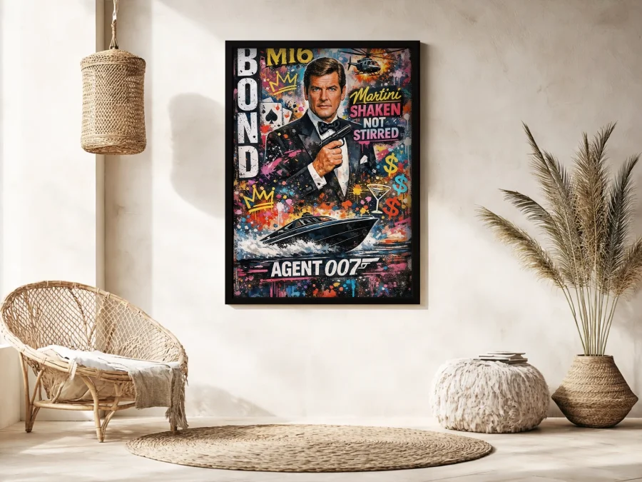 🔫 Tablou James Bond cu pistol și barcă