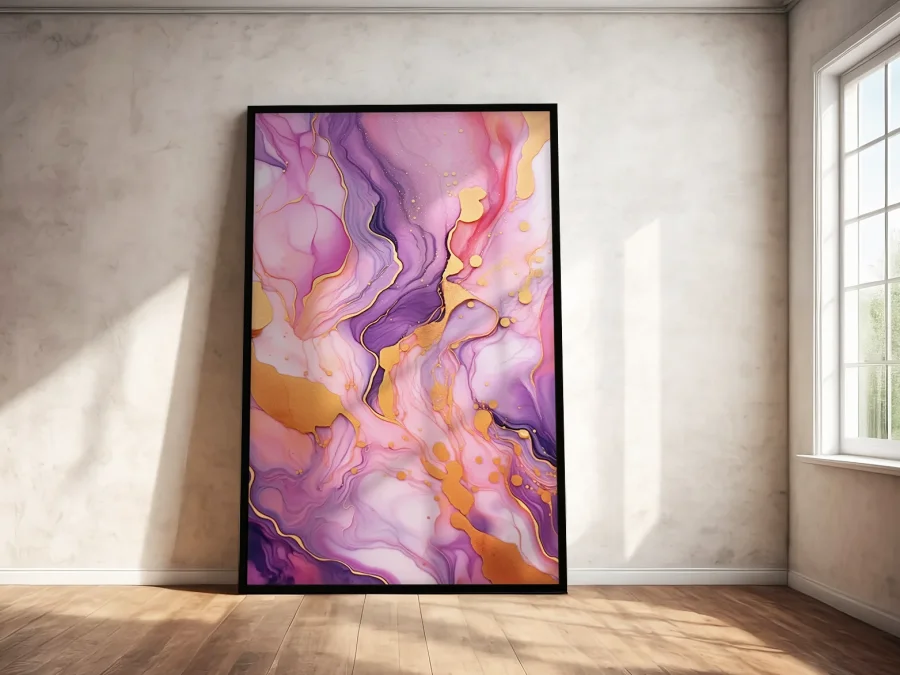 🎨 Абстрактная картина в розово-золотых тонах