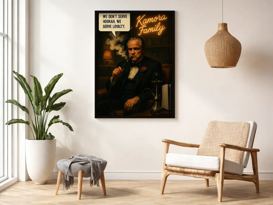 🎬 Tablou în ramă mafiot cu narghilea stil poster film