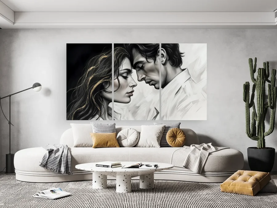 🖤 Модульная картина пара в момент близости в контрасте