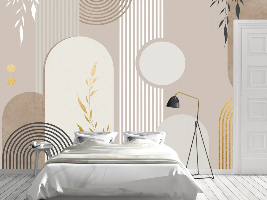 🟤 Fototapet „Geometrie modernă cu accente aurii”