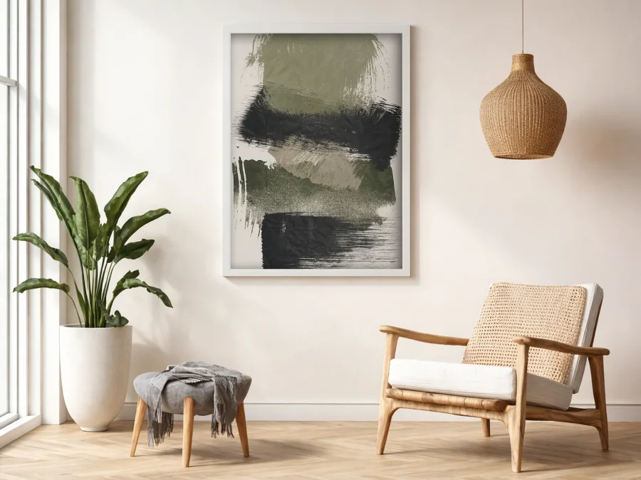 🎨 Картина абстракция в оливковых тонах на холсте