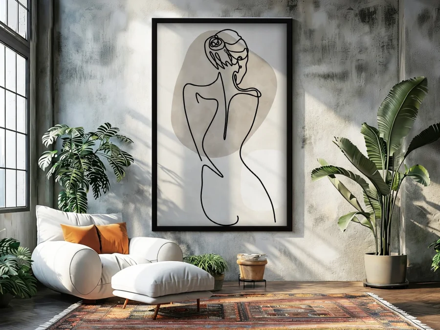 🖤 Картина Линейная фигура в черной раме