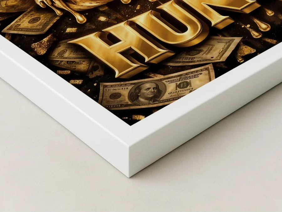 🍔 Картина золотой бургер с деньгами и надписью