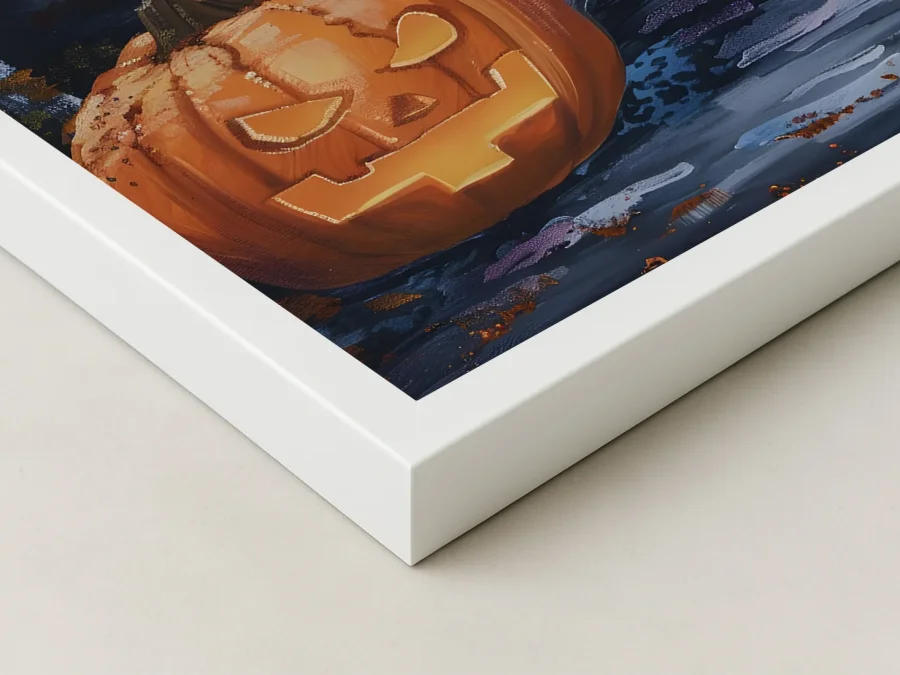 🎃 Tablou în ramă fantomă și dovleac halloween pădure noapte