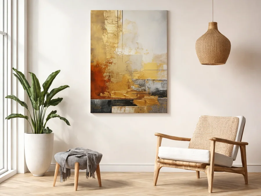 🎨 Tablou Abstracție Aurie Textură pe pânză