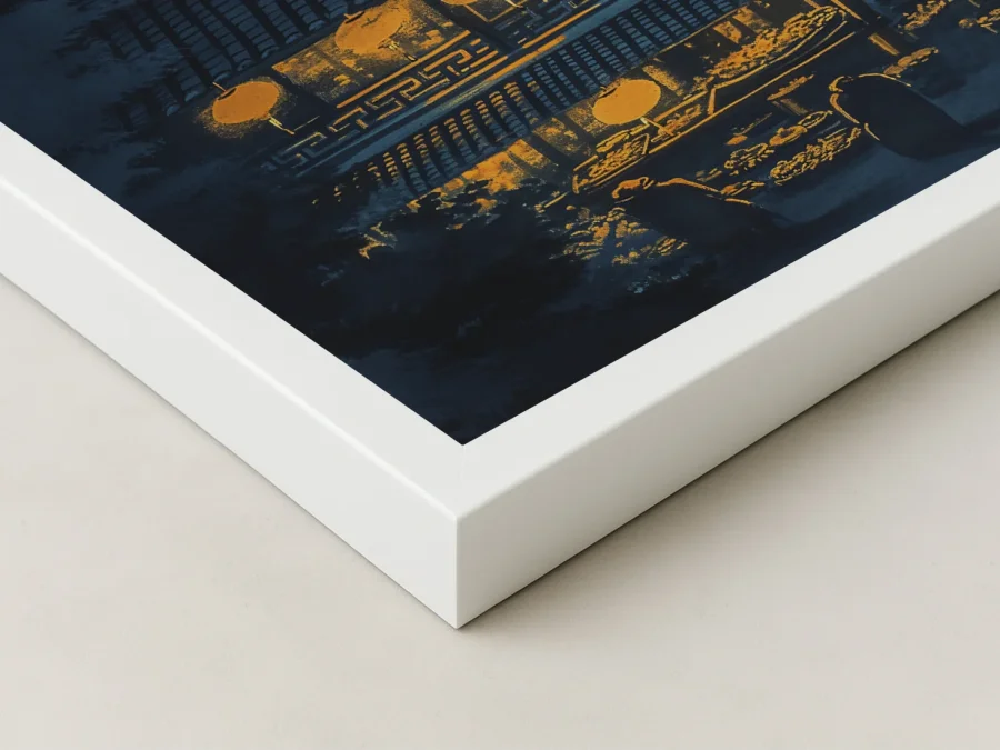 🌃 Tablou în ramă oraș asiatic noaptea cu lumini calde