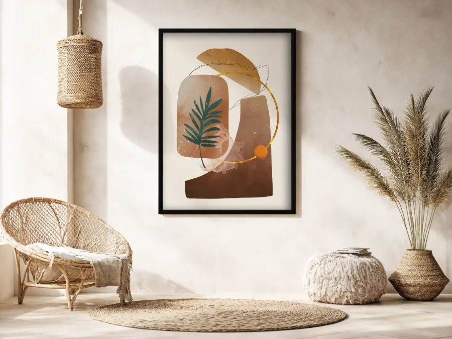 🌿 Абстрактная композиция с листьями и формами