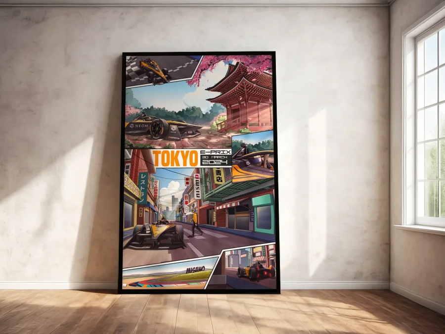 🏎️ Постер Токио с гоночными болидами