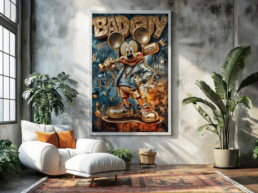 🔥 Картина мышонок с битой и надписью BAD BOY