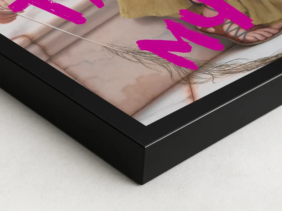 Tablou cu ramă fată cu pisică și text ONLY TALK TO MY CAT