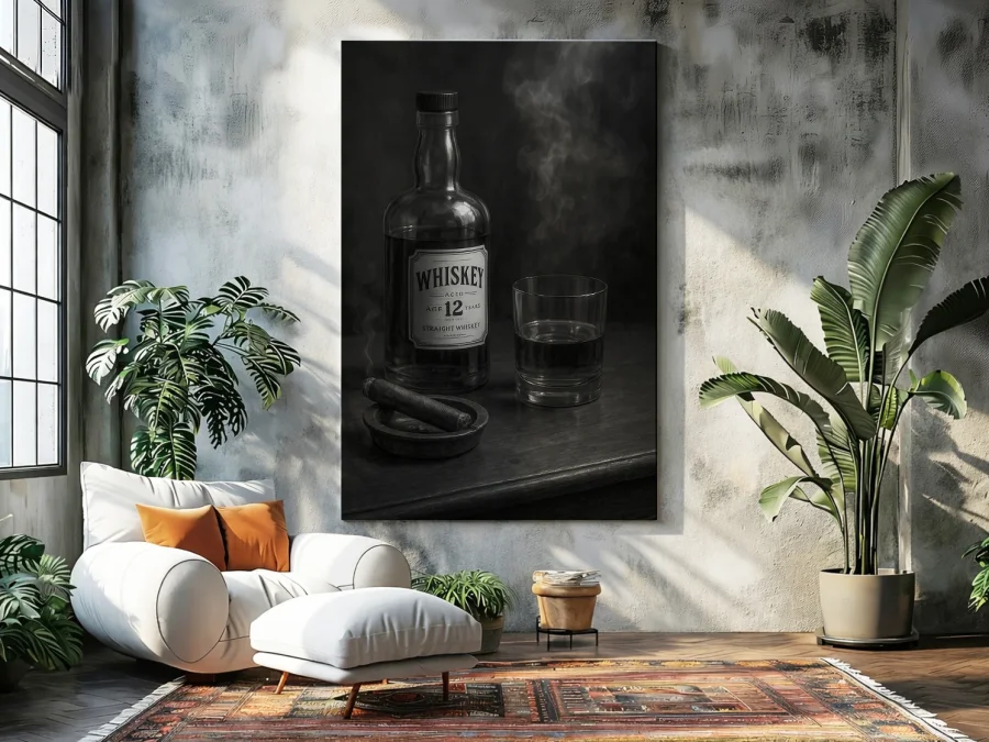 🥃 Картина Виски и Сигара на холсте