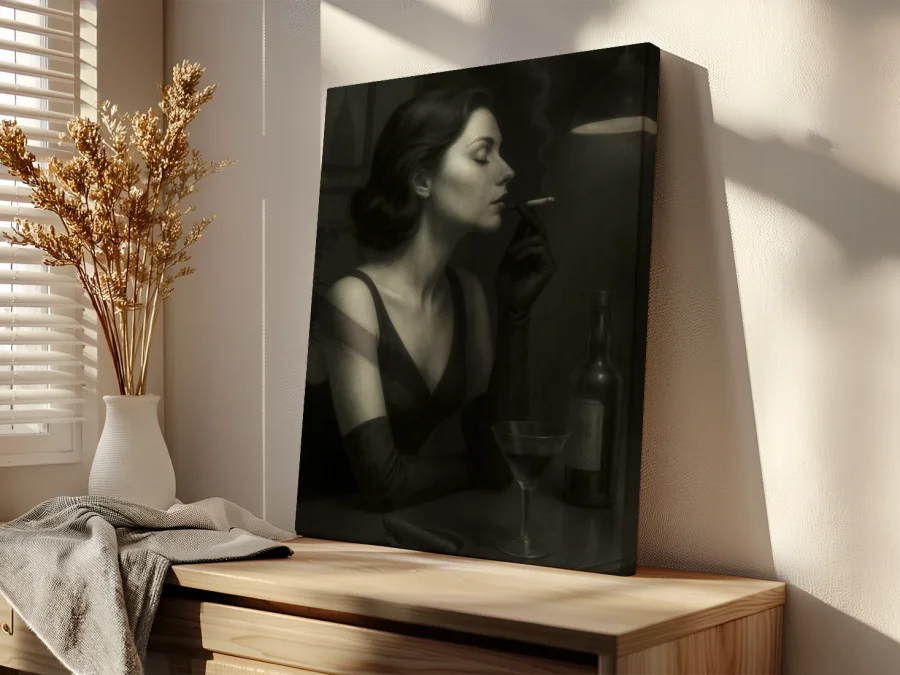🎬 Картина Девушка в стиле Нуар на холсте