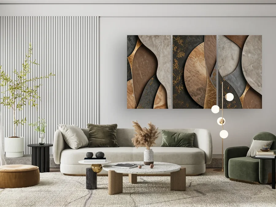 🟤 Модульная картина абстракция с природными текстурами
