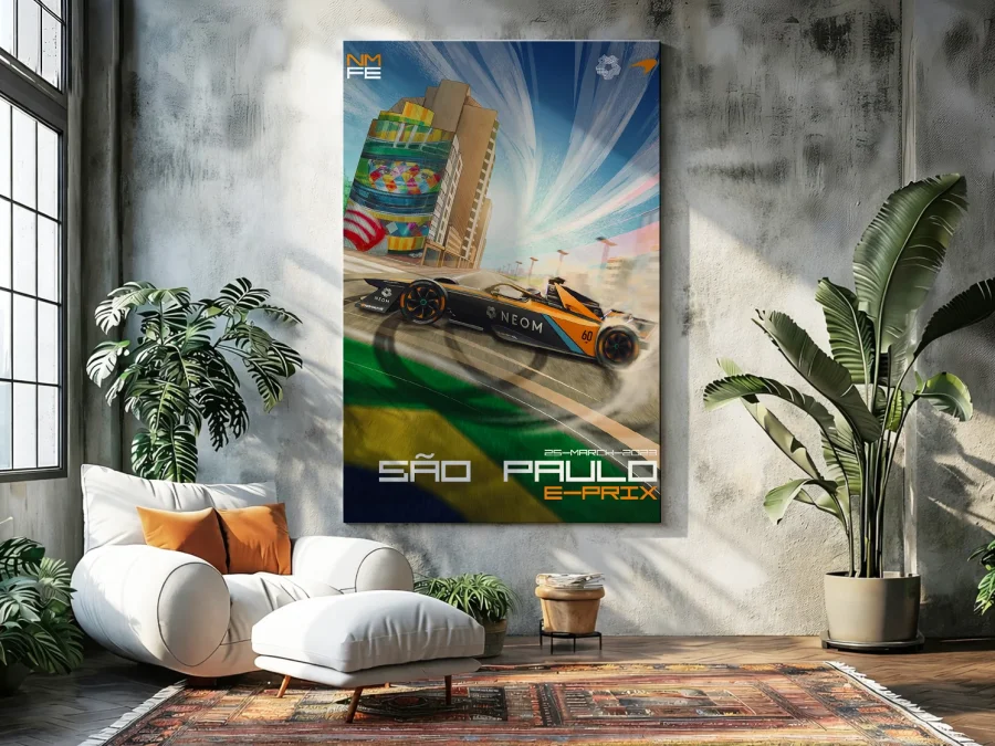 🏎️ Картина на холсте Формула E Сан-Паулу E-Prix McLaren