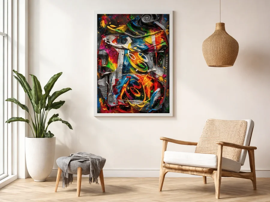 🎨 Tablou pe pânză Coca-Cola abstract colorat