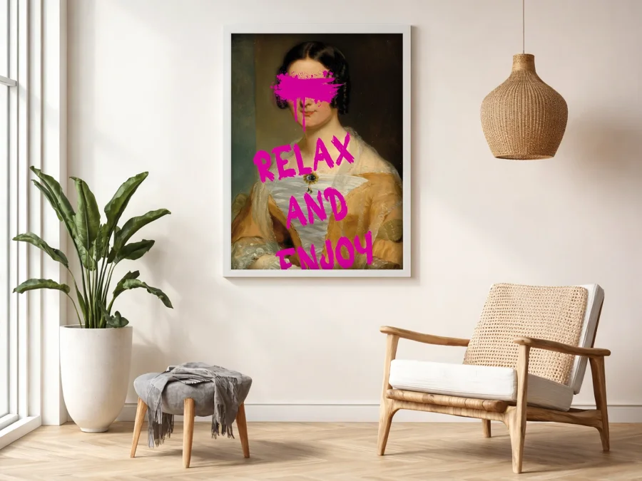 💗 Картина на холсте Портрет с надписью RELAX AND ENJOY