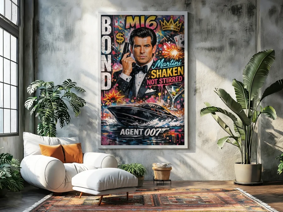 🔫 Картина Джеймс Бонд 007 с катером и оружием