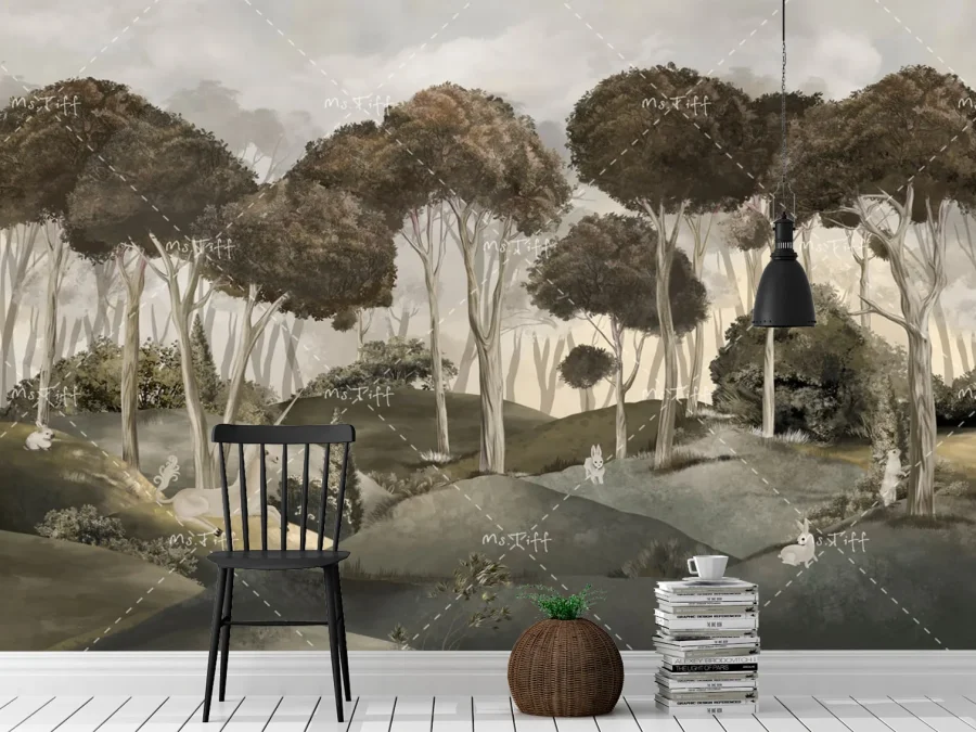 🌲 Фотообои «Лесная сказка с животными»