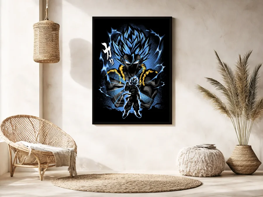 ⚡ Tablou în ramă erou anime cu energie albastră