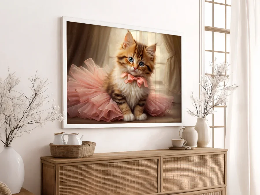 🐱 Милый котёнок в розовом платье