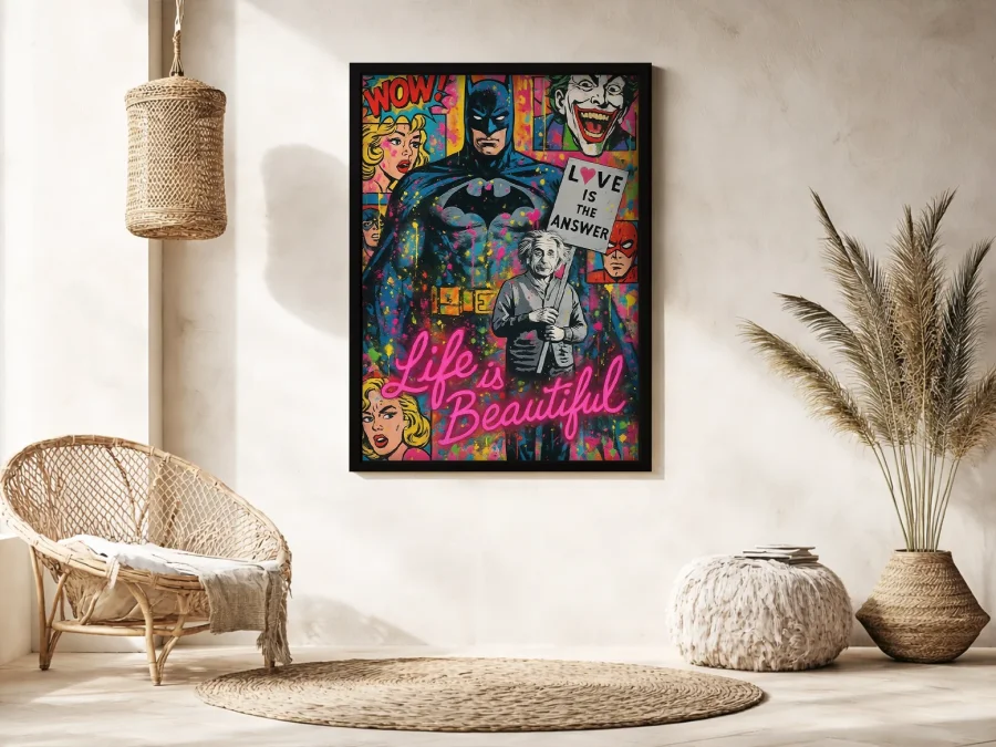 🎨 Картина Бэтмен и поп-арт коллаж с надписями