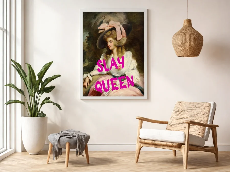 👑 Tablou pe pânză portret cu text SLAY QUEEN