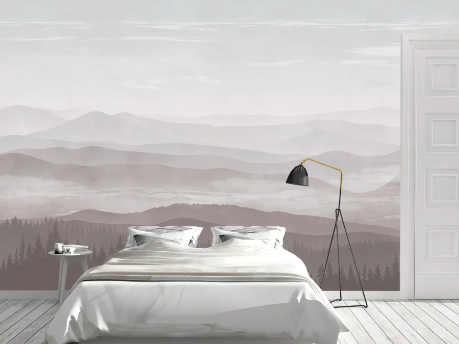 🏔️ Фотообои «Туманные горы в пастельных тонах»