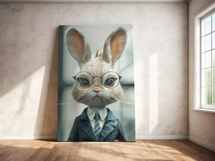 🐰 Картина Стильный Кролик в очках на холсте