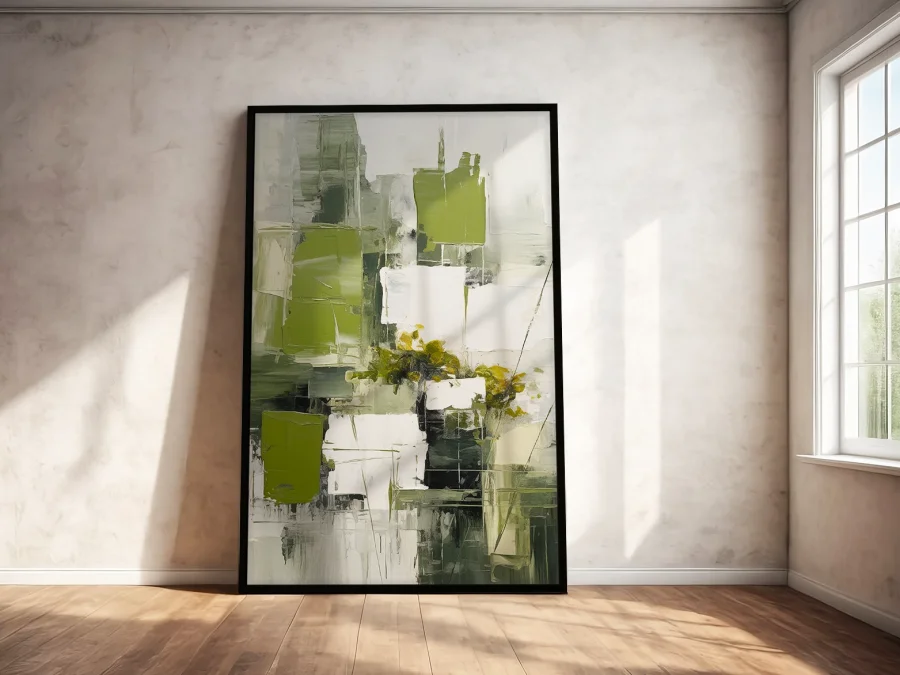 🎨 Картина абстракция зелёные формы и текстуры