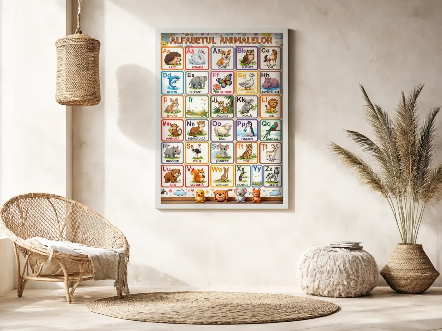 🧸 Картина Алфавит животных для детей в раме