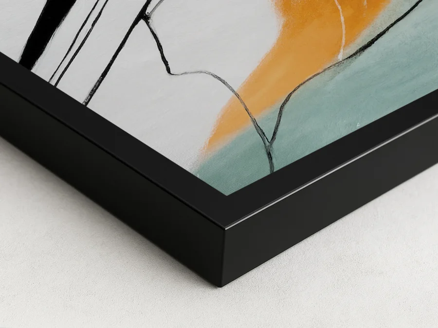 🎨 Картина абстракция черно-оранжевые линии на холсте